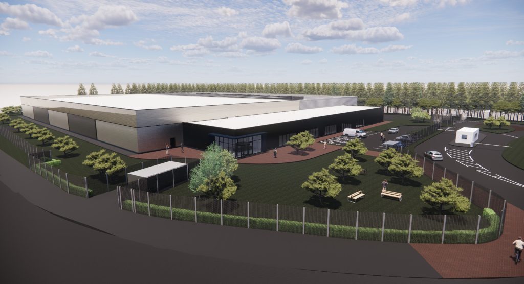 CGI of the approved data centre development at Halo West