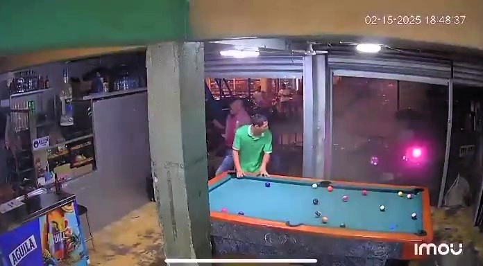 A pickup truck with failed brakes plowed into a pool hall in Cali, injuring four. Shocking CCTV footage captured the moment it hit bikers before crashing inside.