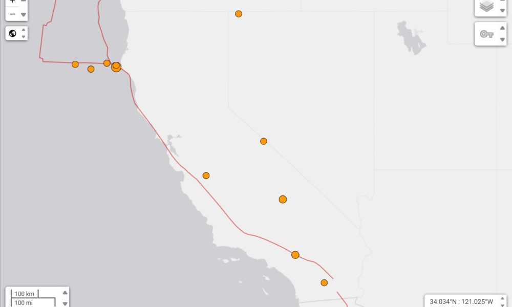 california sees 5 earthquakes 24 hours