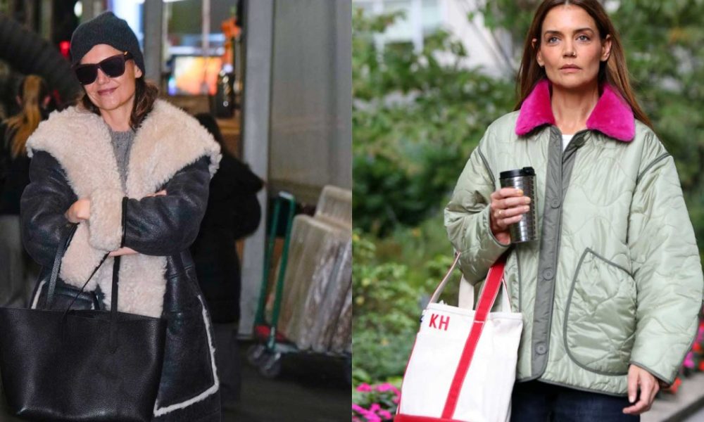 katie holmes aviator winter coats