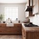 kitchen wooden cabinets bay window