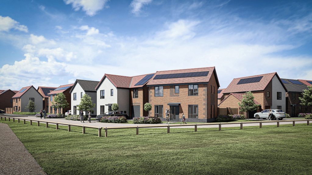 Honey will build 170 new homes in Witham St Hughs CGI is illustrative of proposed house types