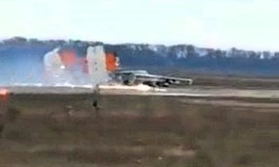 Russian Su-25 jet makes dramatic belly landing without landing gear near Ukraine border. Pilot praised for skill as viral video sparks debate and admiration.