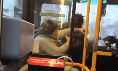 Shocking moment two men brawl on a packed London bus as stunned passengers watch. Caught on camera, the chaotic fight unfolds on the Number 222 in Uxbridge.