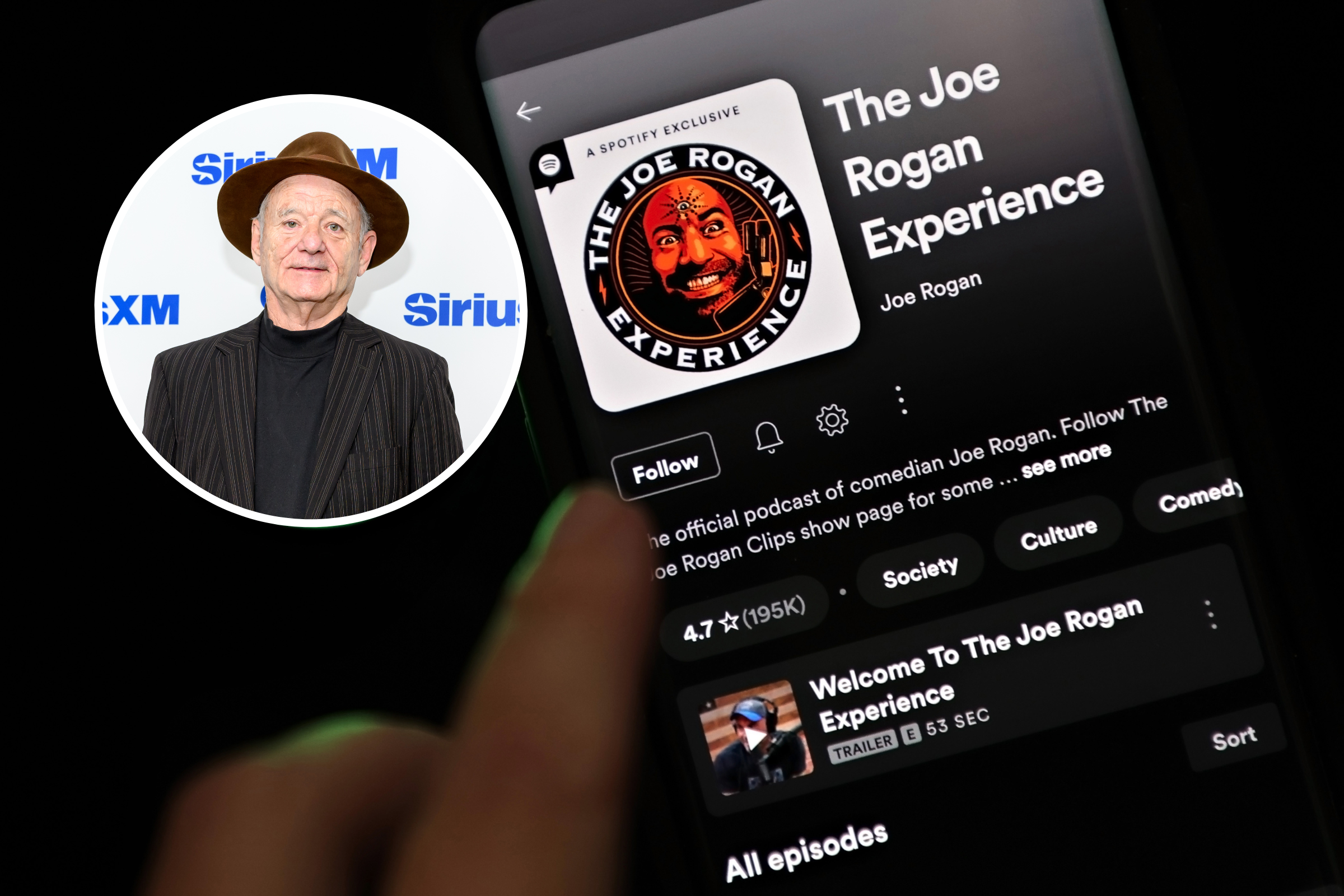 bill murray siriusxm joe rogan podcast spotify