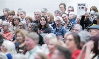 republican town hall heckling protest