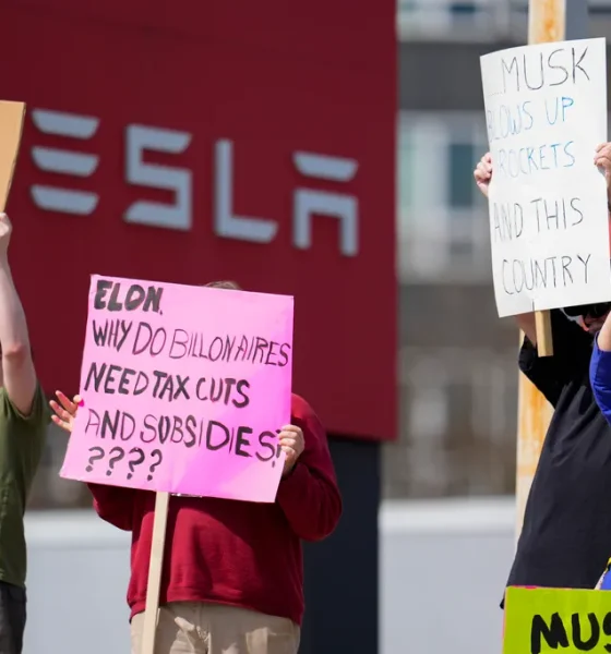 tesla musk protests