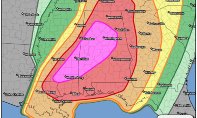 torndao extreme weather warning map